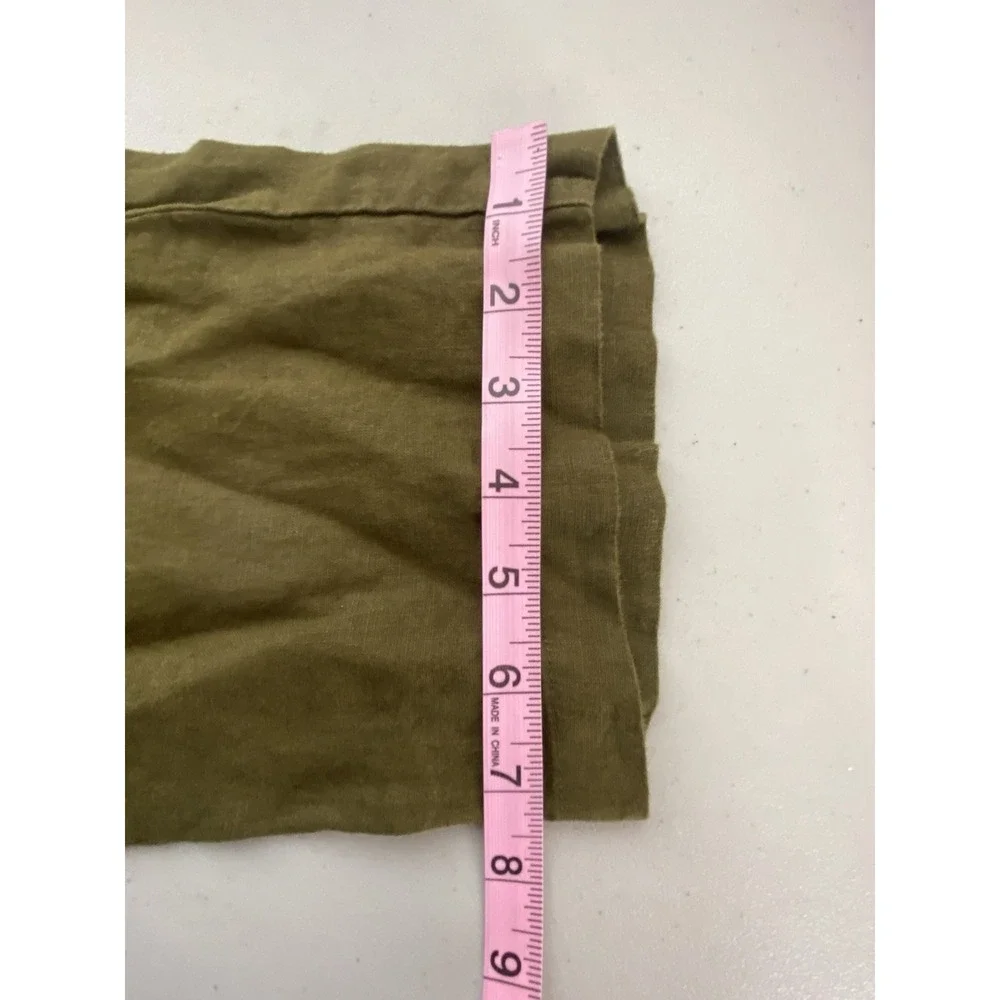 Quince Pants Size S Dark Olive 100% European Linen Elastic Waist Pockets Relaxed